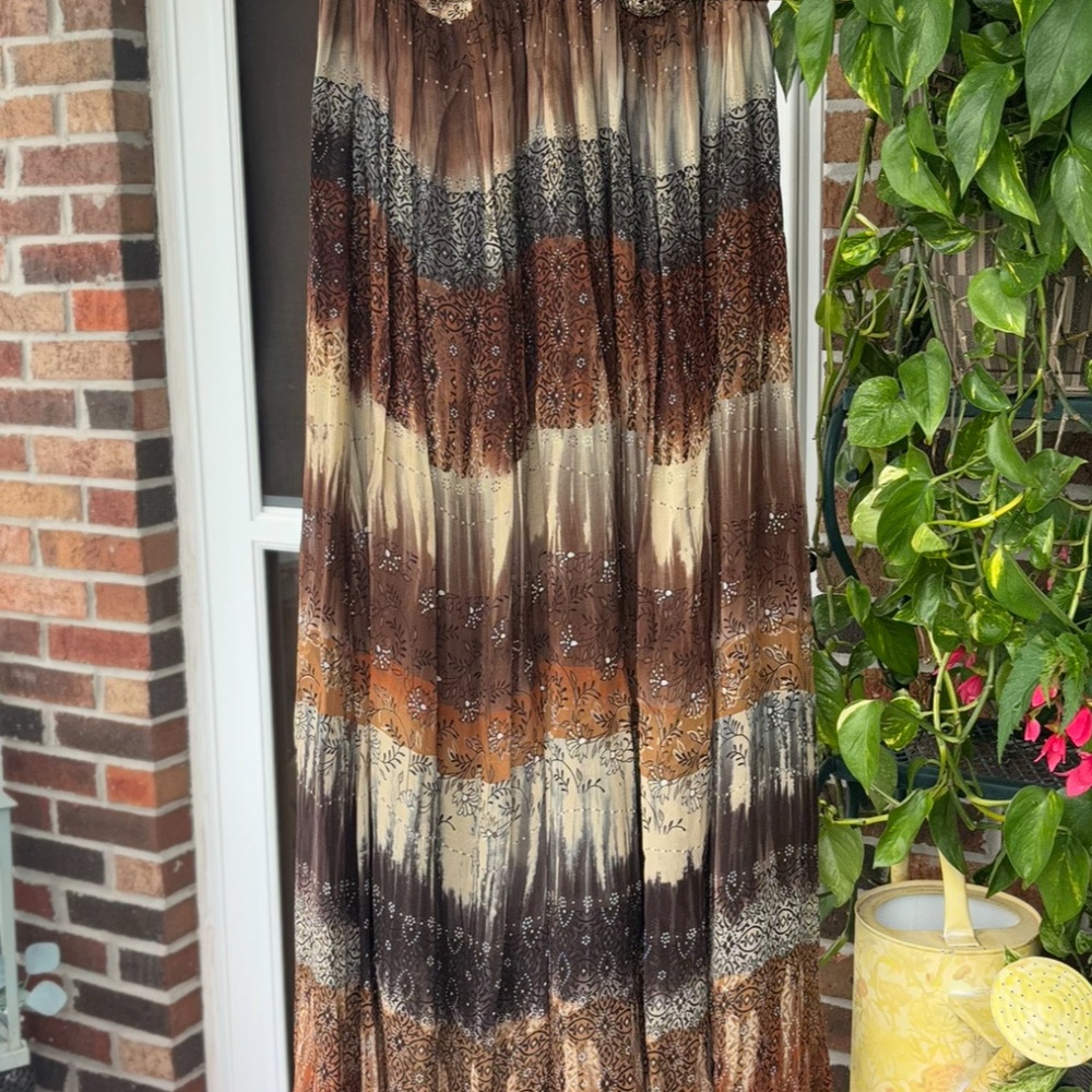 Spiegel Brown Pattern Maxi Skirt